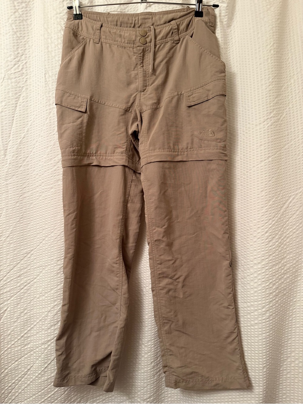 The North Face Convertible Outdoor Pants Sz 8 Short Khaki Beige Hiking Camping
